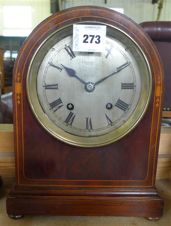 Dimmer and Sons, Southsea, Edwardian mahogany mantel clock